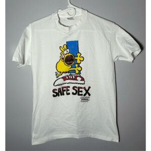 White Graphic 'Safe Sex' Short Sleeve Tee